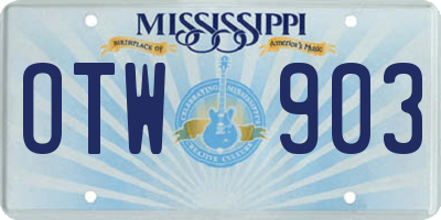 MS license plate OTW903