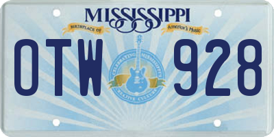 MS license plate OTW928