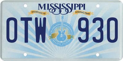 MS license plate OTW930