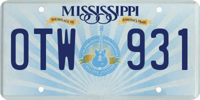 MS license plate OTW931