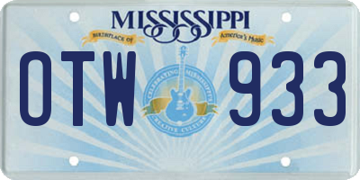 MS license plate OTW933