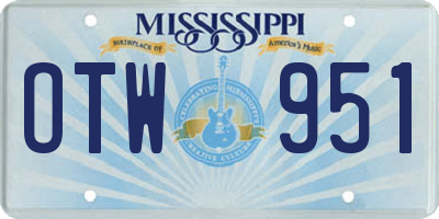 MS license plate OTW951