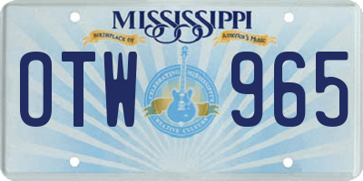 MS license plate OTW965