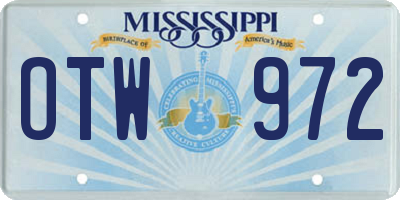 MS license plate OTW972