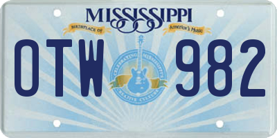 MS license plate OTW982
