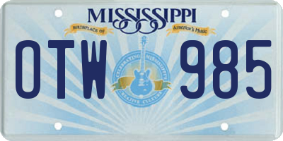 MS license plate OTW985