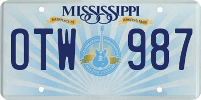 MS license plate OTW987