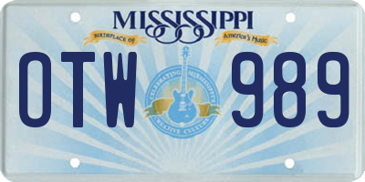 MS license plate OTW989
