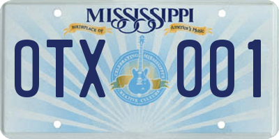 MS license plate OTX001