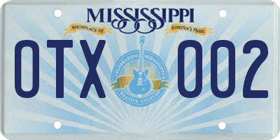 MS license plate OTX002