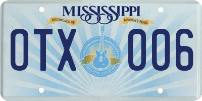 MS license plate OTX006