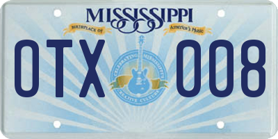 MS license plate OTX008