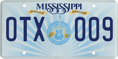 MS license plate OTX009