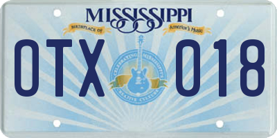 MS license plate OTX018