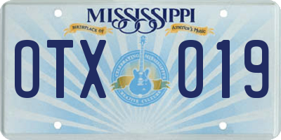MS license plate OTX019