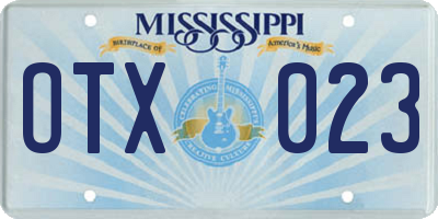 MS license plate OTX023