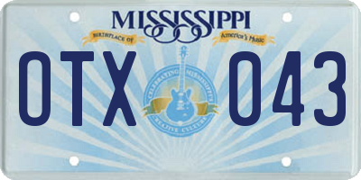 MS license plate OTX043