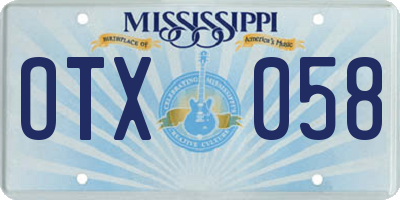 MS license plate OTX058