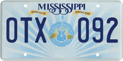MS license plate OTX092