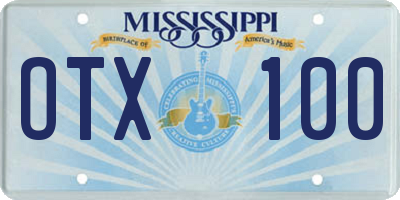 MS license plate OTX100
