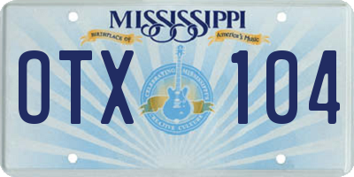 MS license plate OTX104