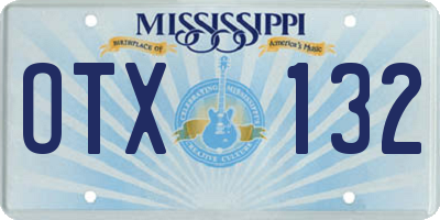 MS license plate OTX132