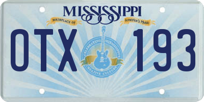MS license plate OTX193