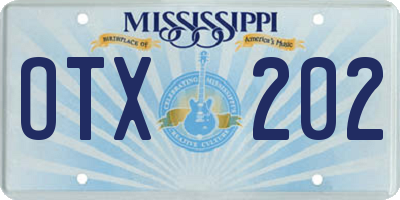 MS license plate OTX202