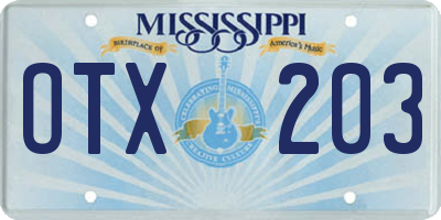 MS license plate OTX203