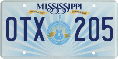 MS license plate OTX205
