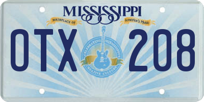 MS license plate OTX208