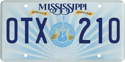 MS license plate OTX210