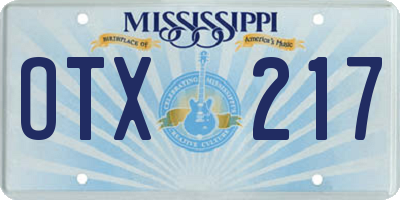 MS license plate OTX217