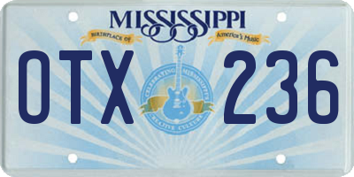 MS license plate OTX236