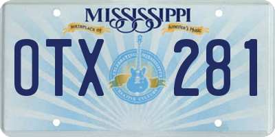 MS license plate OTX281
