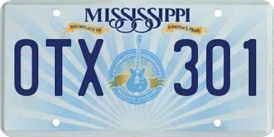 MS license plate OTX301