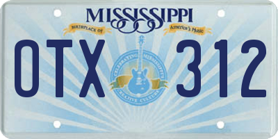 MS license plate OTX312