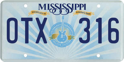MS license plate OTX316