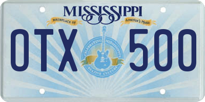 MS license plate OTX500
