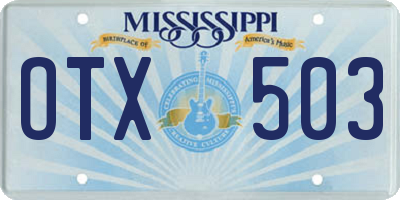 MS license plate OTX503