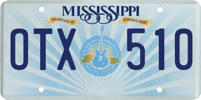 MS license plate OTX510