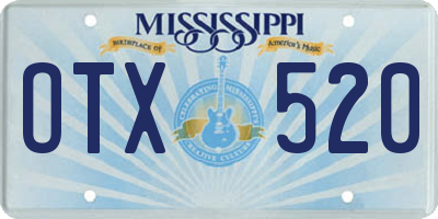 MS license plate OTX520