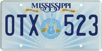MS license plate OTX523