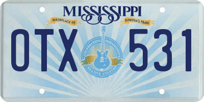 MS license plate OTX531