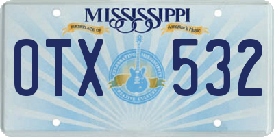 MS license plate OTX532