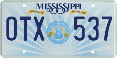 MS license plate OTX537