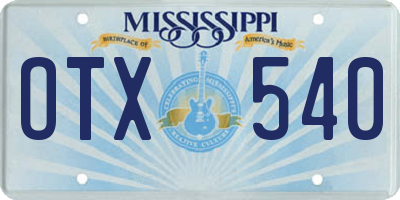 MS license plate OTX540