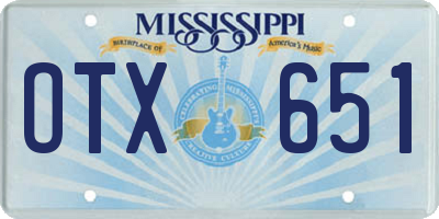 MS license plate OTX651