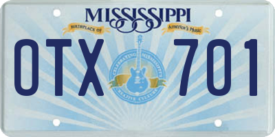 MS license plate OTX701