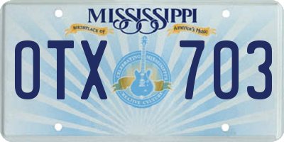 MS license plate OTX703